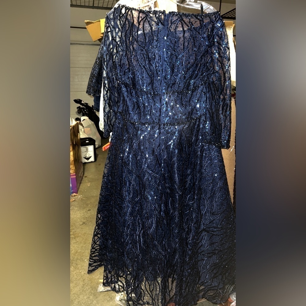 Mac Duggal 20252 NWT EMBELLISHED 1/2 SLEEVE A LINE DRESS - Picture 6 of 11